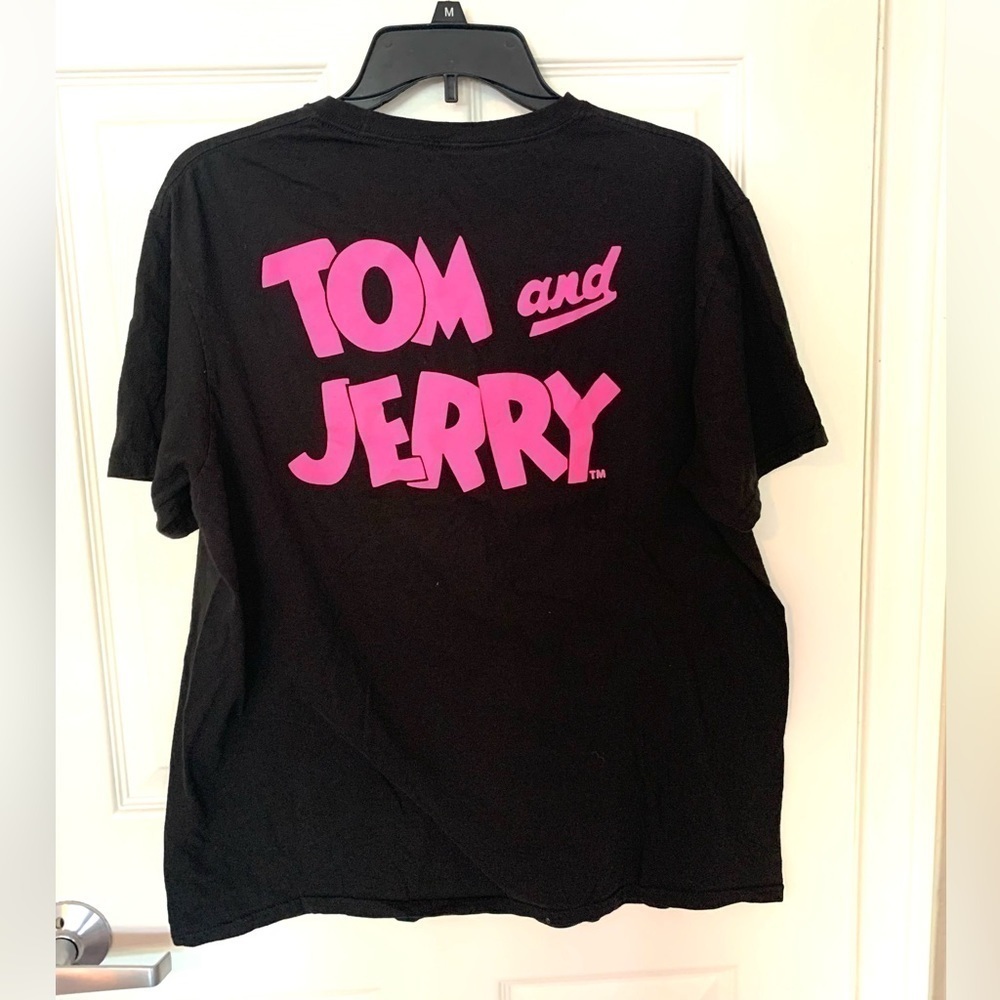 Vintage Disney Tom and Jerry Tee Top T-shirt Black Pink Size L - Picture 4 of 12